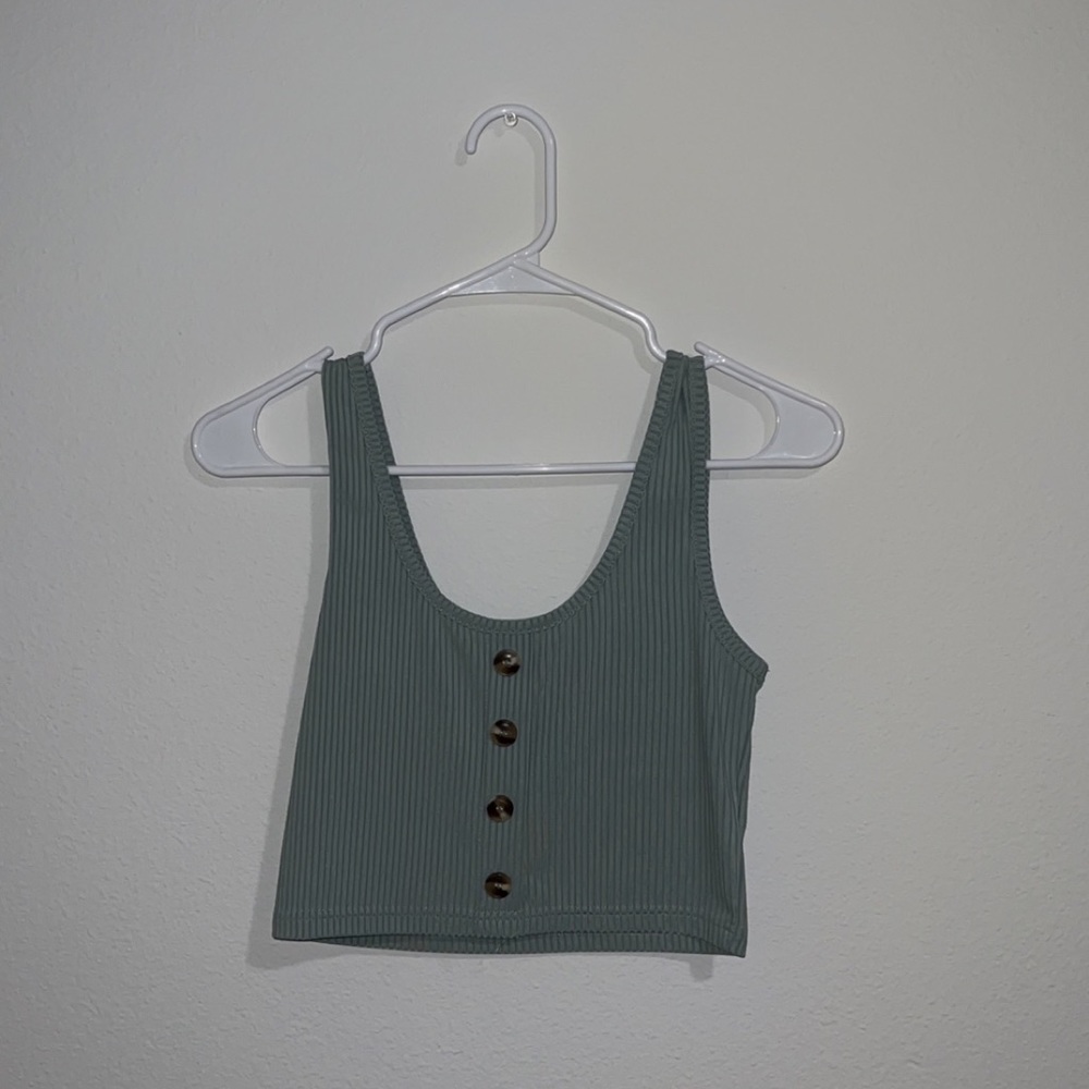 Green button crop top